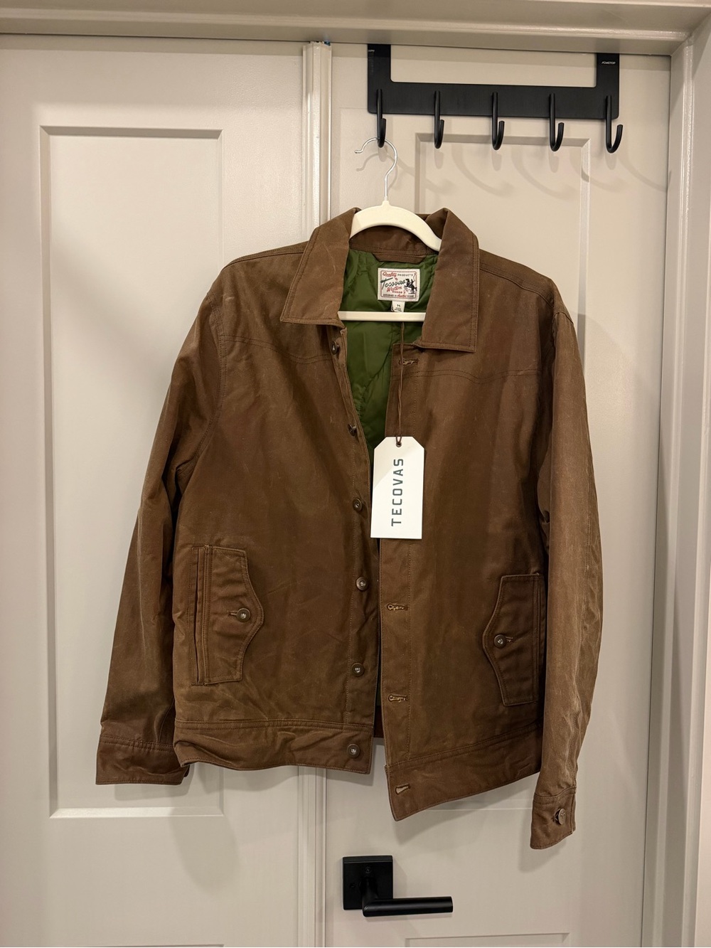 Tecovas Brown Suede Bomber Jacket with Green Lining